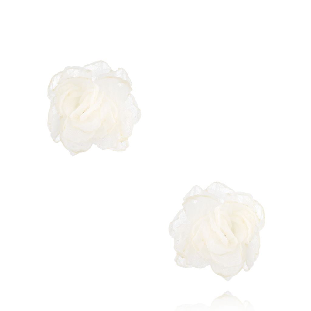 Kolczyki z szyfonu białe różyczki Rose KBL1597