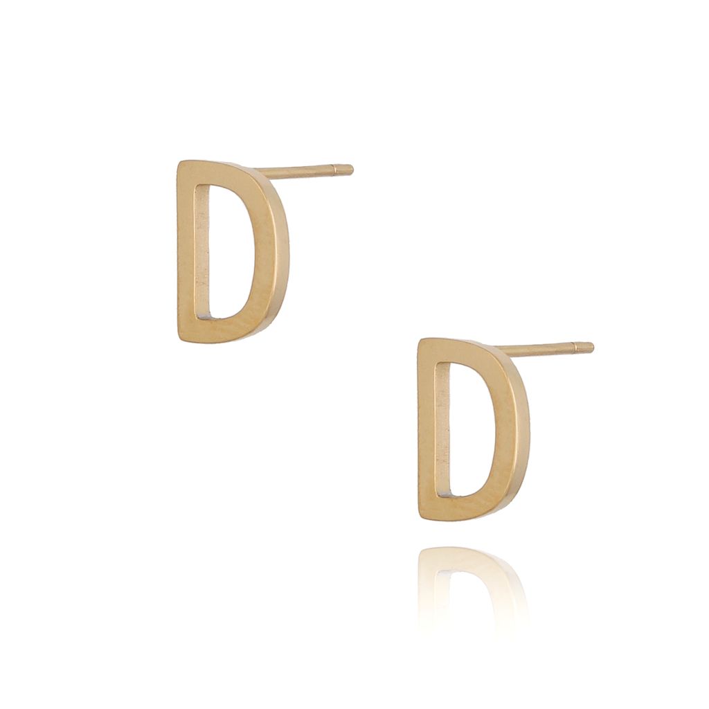Kolczyki wkrętki złote  z literką  D KAT0060