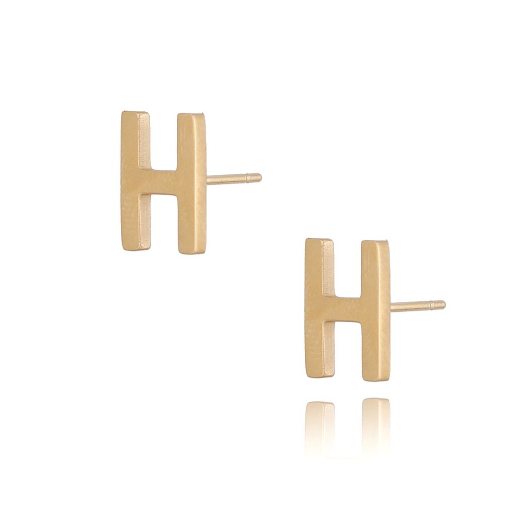 Kolczyki wkrętki złote  z literką  H KAT0062