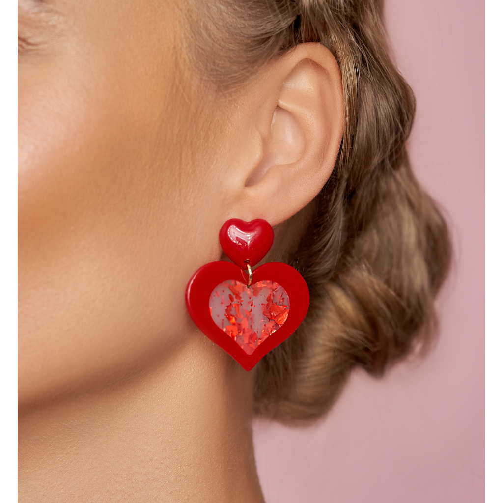 Kolczyki czerwone serca Candy Hearts KZA0231