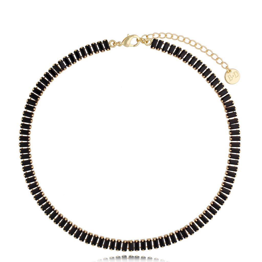 Naszyjnik złoty z czarnymi kryształkami Mariah 37 cm NS0275