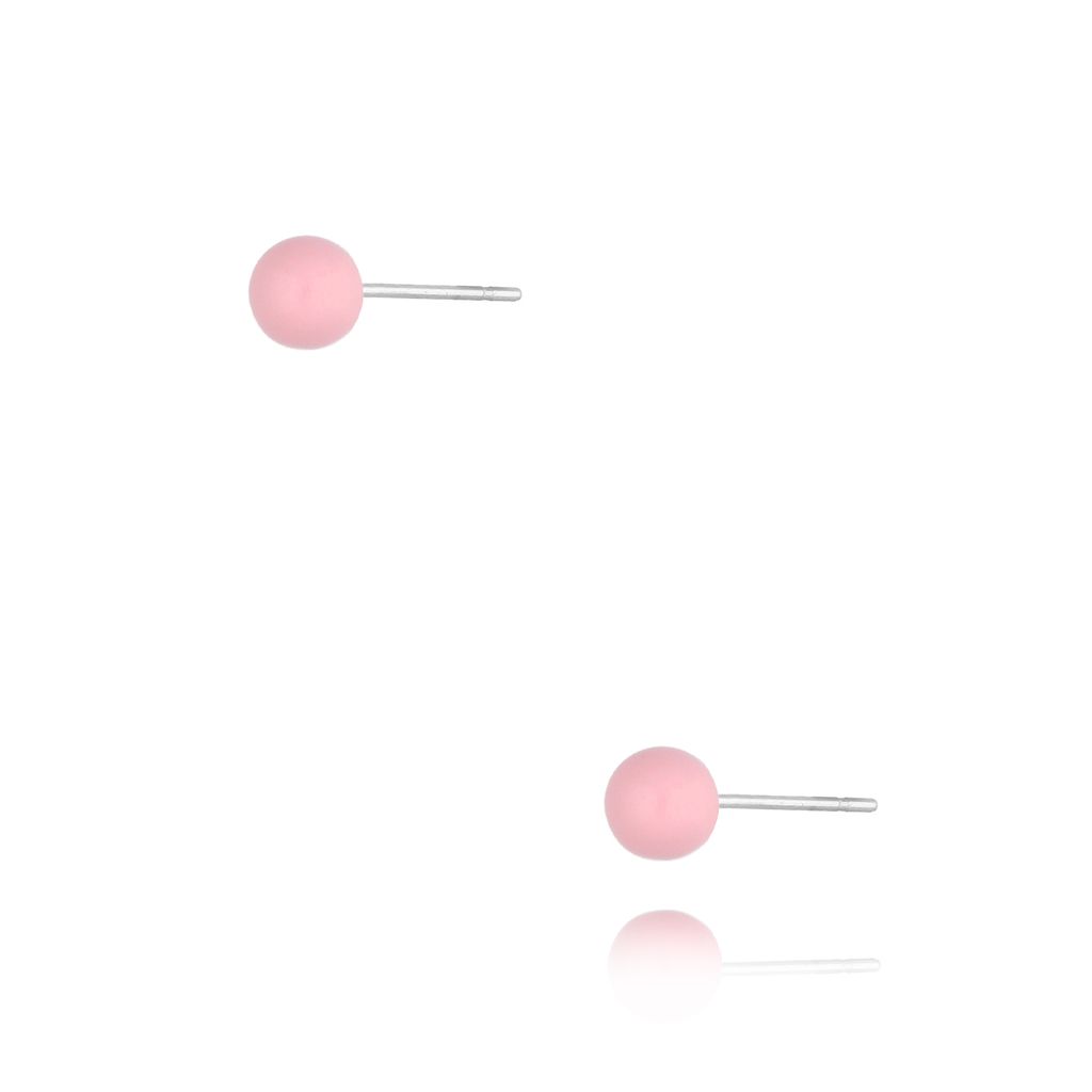 Kolczyki kulki z różową emalią 5 mm Enamel Balls KSA1714
