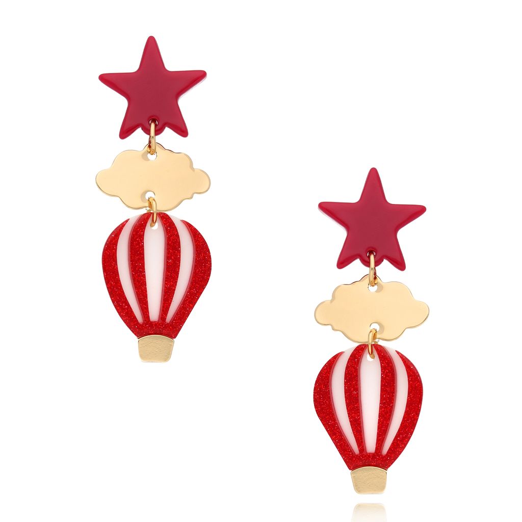 Kolczyki z czerwonymi balonami i gwiazdkami Travel Lover KZA0121