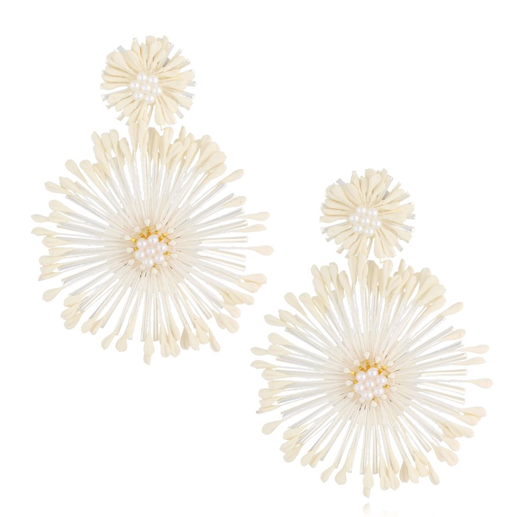 Kolczyki białe z perełkami Bunga KSO0021