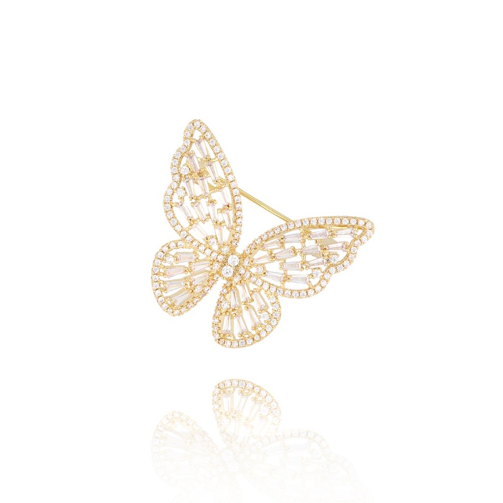 Broszka z transparentnym motylem Papillon de Cristal BRSS0220