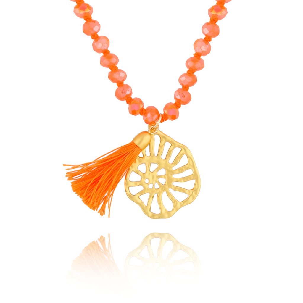 Naszyjnik długi z kryształkami pomarańczowy Summer Beach NSH0015