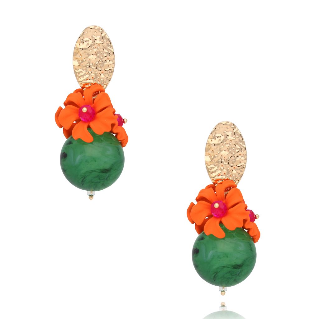 Kolczyki pomarańczowo zielone Elegant Reflections KFF0298