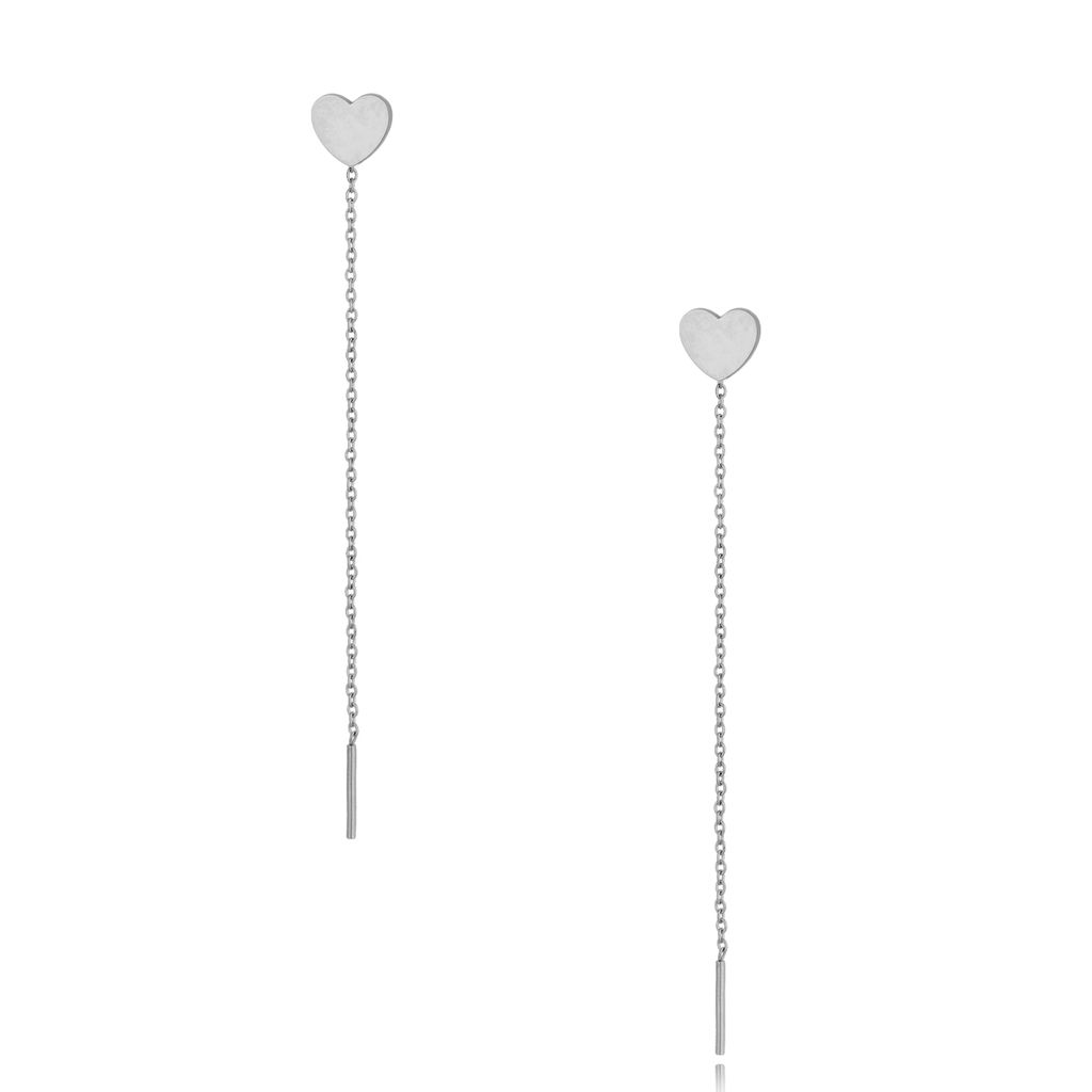Kolczyki srebrne wiszące Long Heart KSA0300
