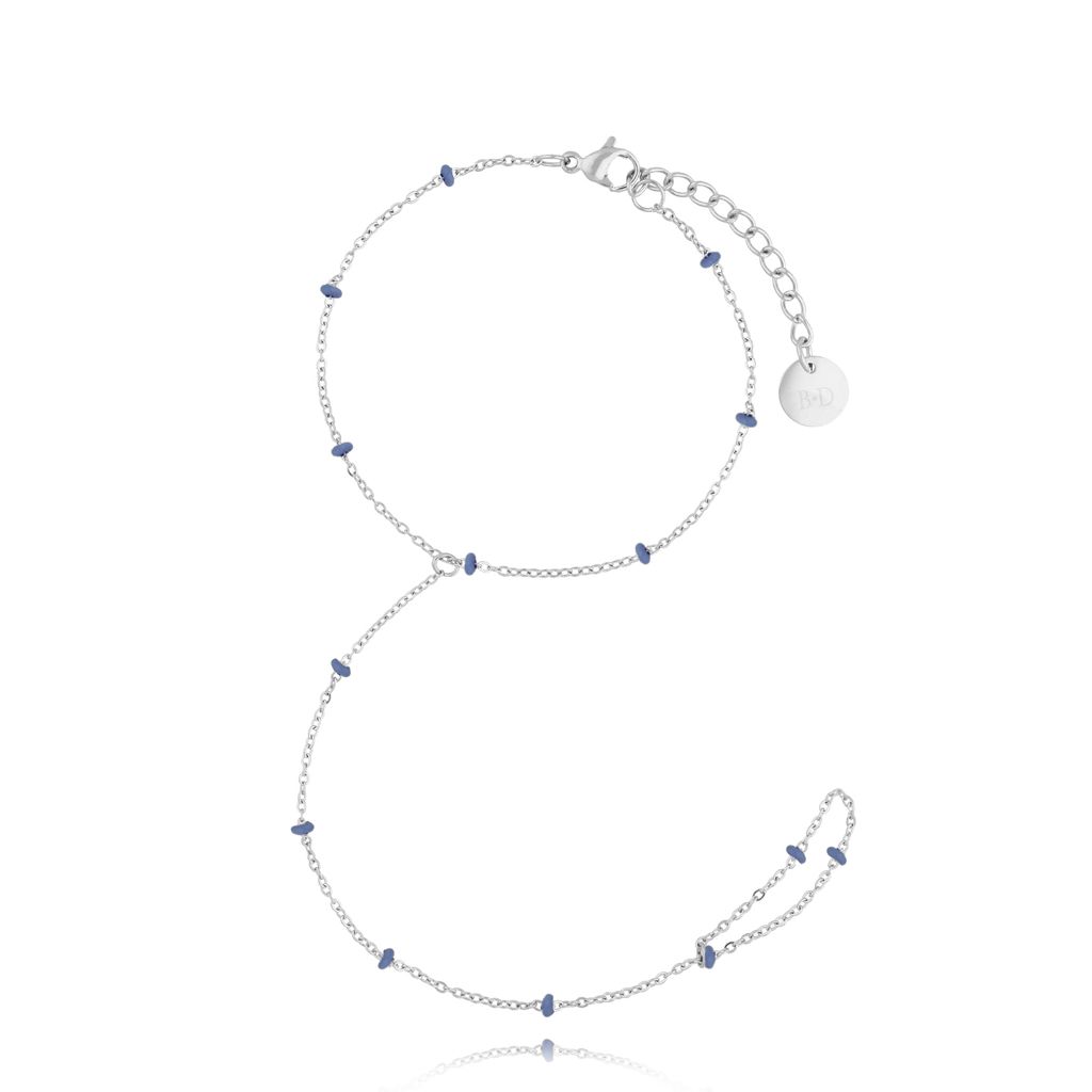Bransoletka z pierścionkiem i niebieską emalią Simple Chain BSA0608