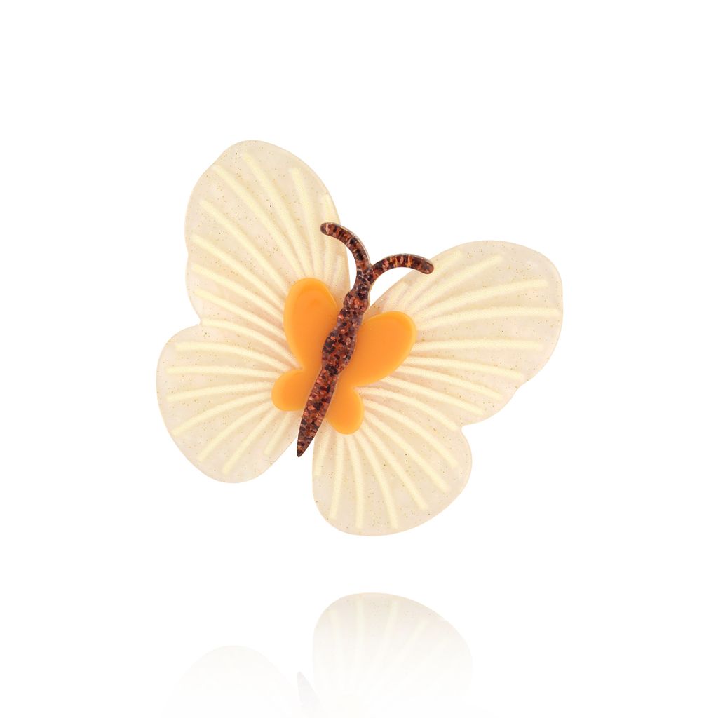 Broszka z motylem mała White Butterfly BRZA0078