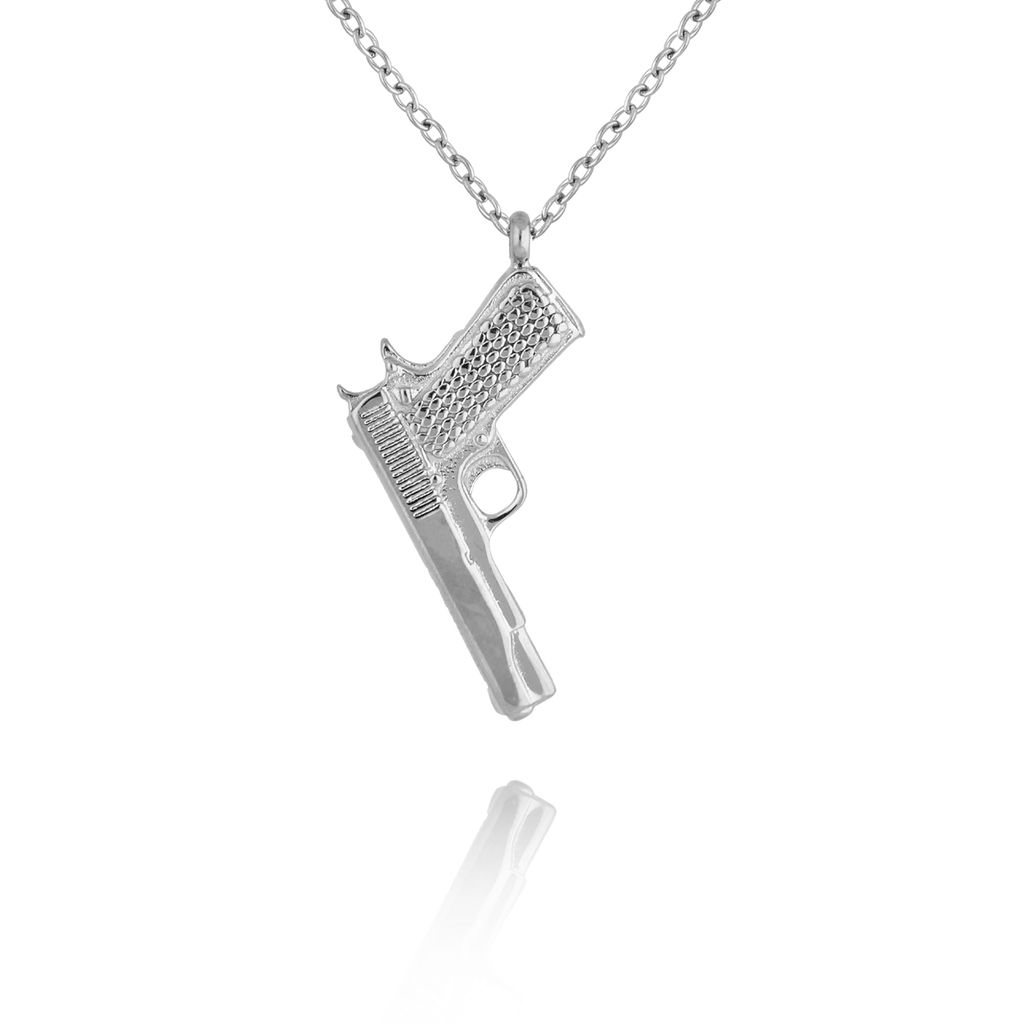 Naszyjnik srebrny z pistoletem Gold Gun NSA0784
