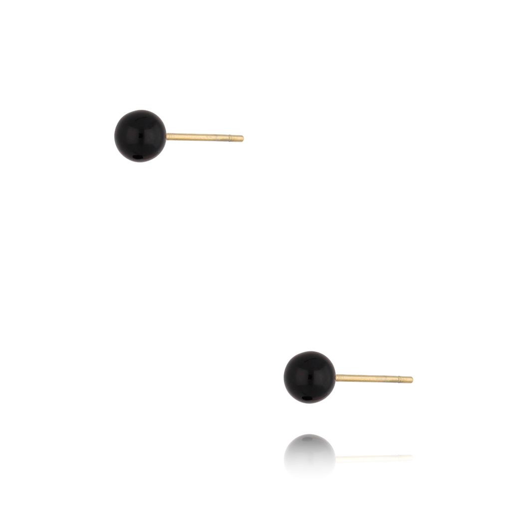 Kolczyki złote kulki z czarną emalią 5 mm Enamel Balls KSA0783