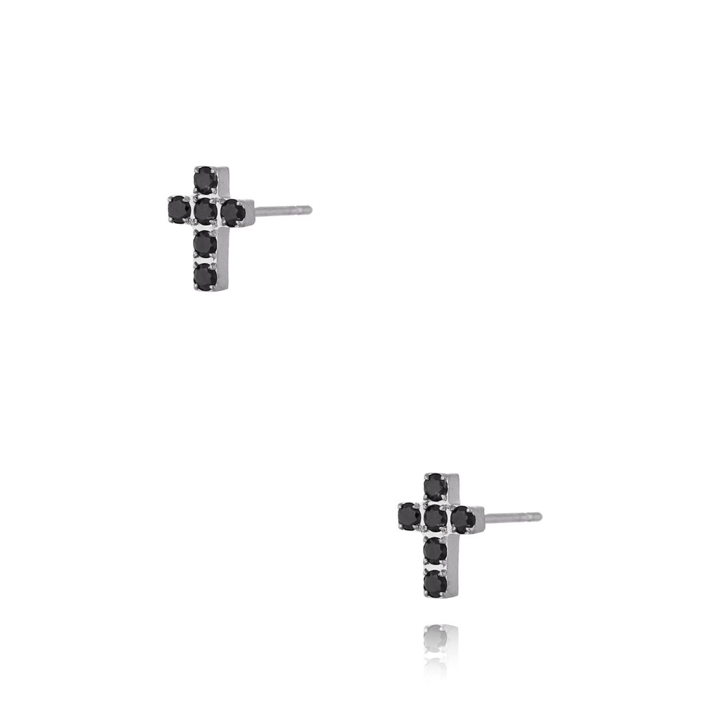 Kolczyki srebrne krzyżyki z cyrkoniami Cristal Cross KSA0944