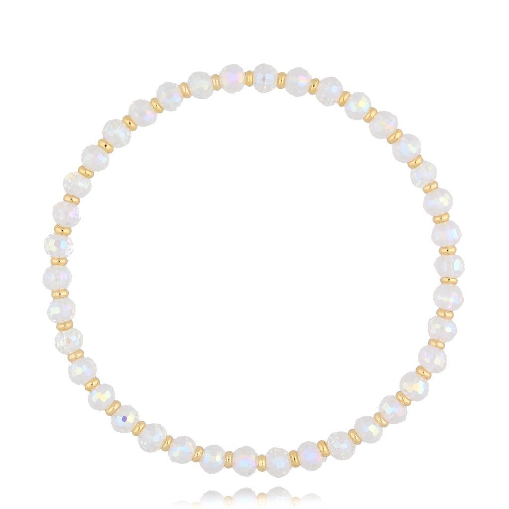 Bransoletka biała połyskująca z kryształkami Surat BCY0232
