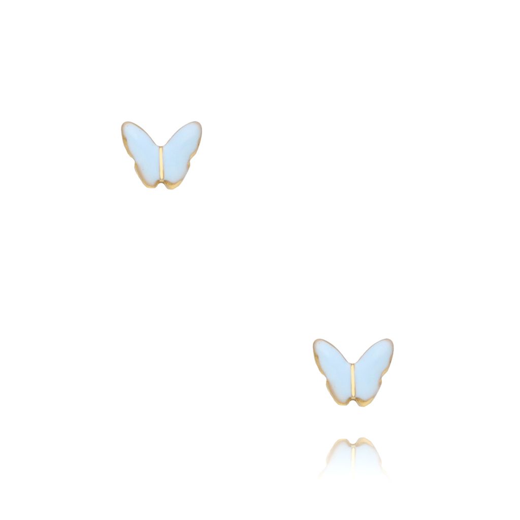 Kolczyki motylki z błękitną emalią KSY0082