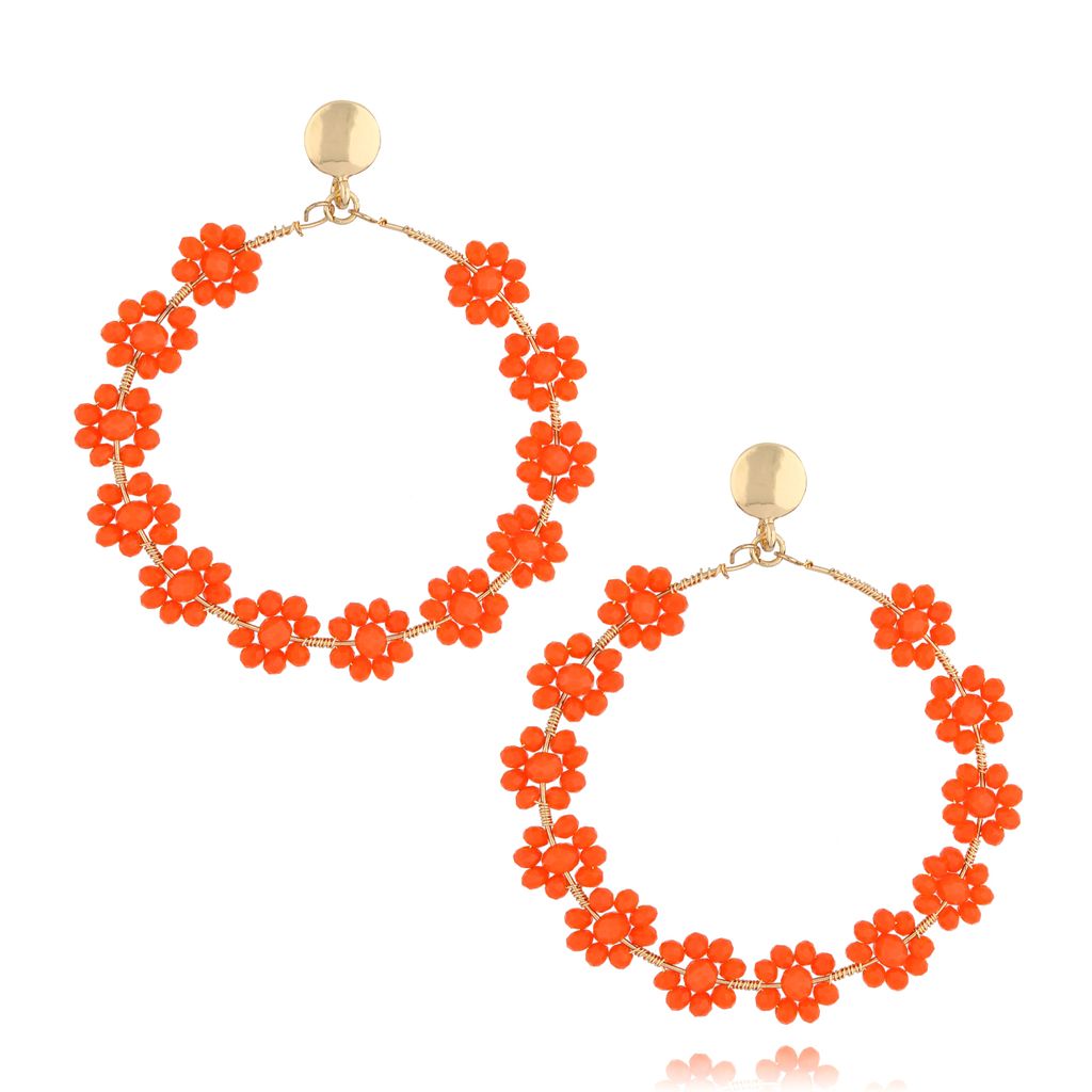 Kolczyki pomarańczowe z kryształkami Chillout KWE0086