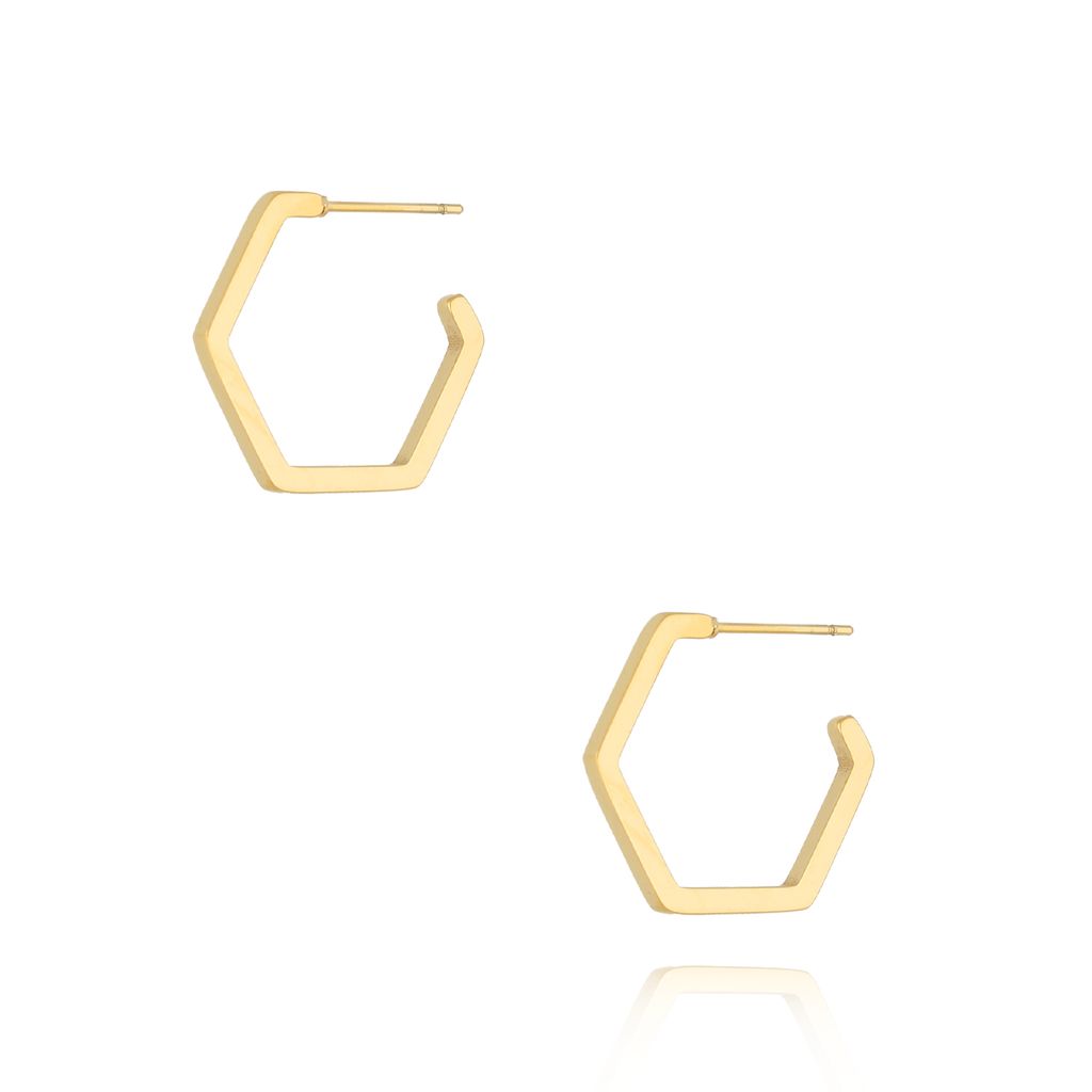 Kolczyki sześciokąty złote średnie Hexagon KSA1021