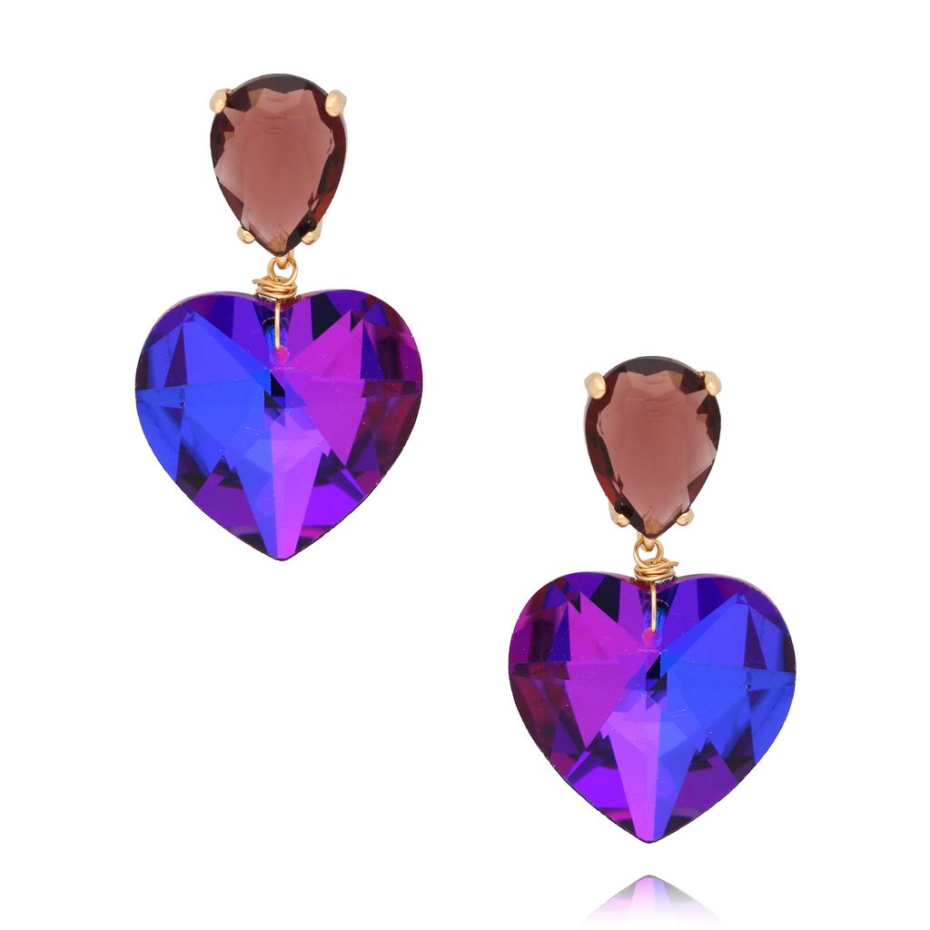 Kolczyki serca z fioletowymi kryształami Osasco KFF0169