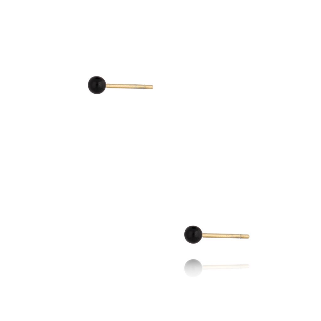 Kolczyki złote kulki z czarną emalią 3 mm Enamel Balls KSA0777