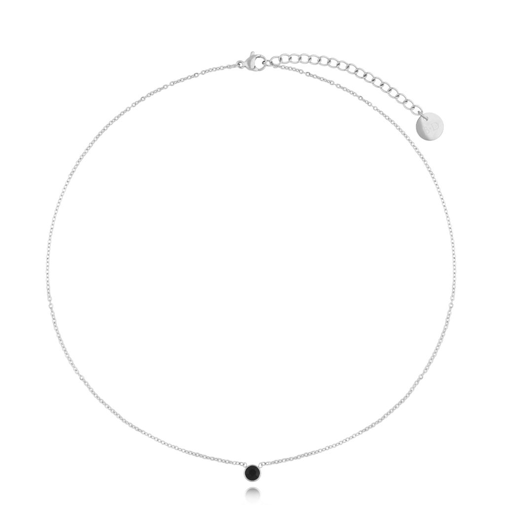 Naszyjnik srebrny z czarną cyrkonią Black Dot NSA1088