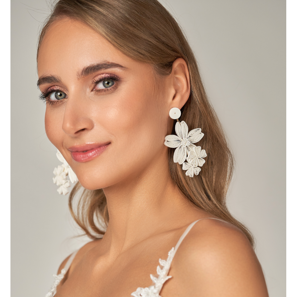 Kolczyki białe Boho Bridal KSO0033