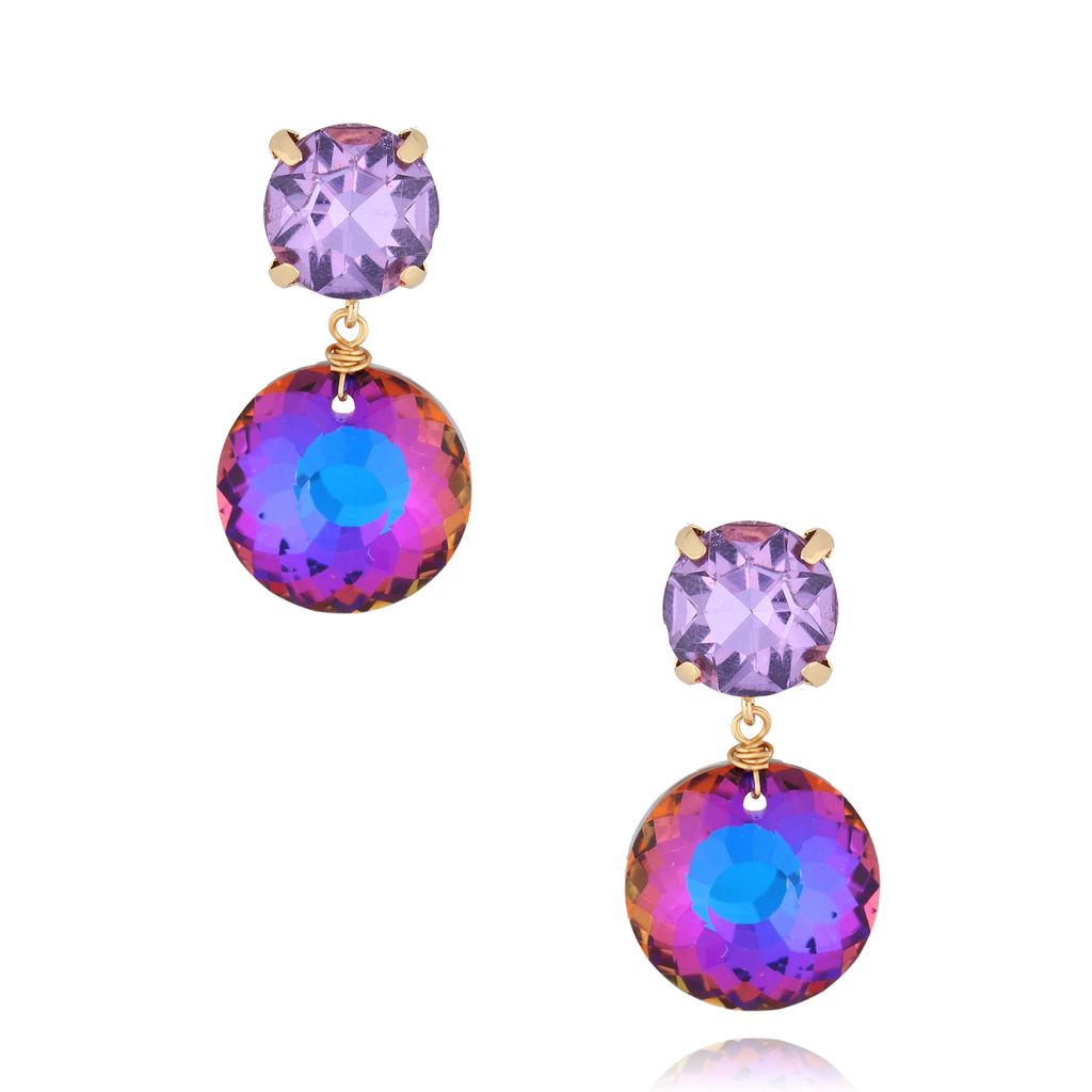 Kolczyki okrągłe z fioletowymi kryształami Vitória KFF0215