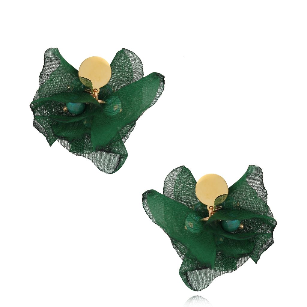 Kolczyki z szyfonu małe zielone Nue KBL1663
