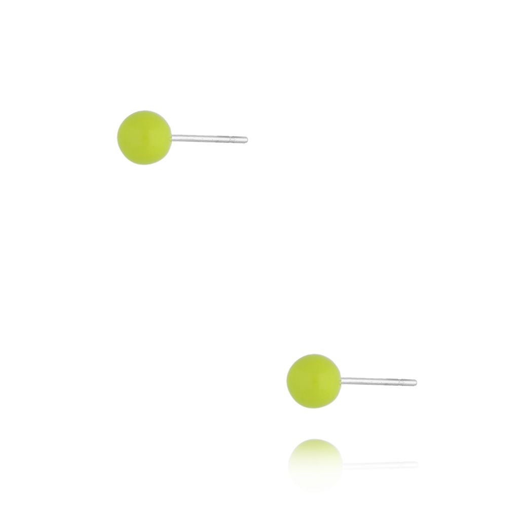 Kolczyki kulki z zieloną emalią 4 mm Enamel Balls KSA1708