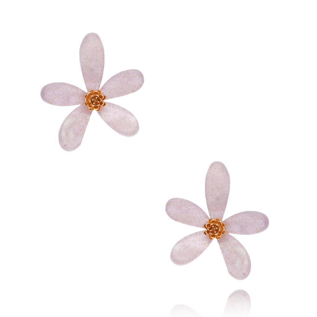 Kolczyki liliowe kwiatki Margherita KZA0319