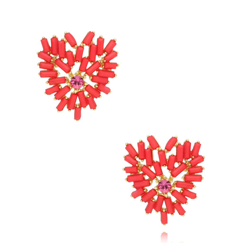 Kolczyki serca z czerwonymi kryształkami Jezebel KSS1797