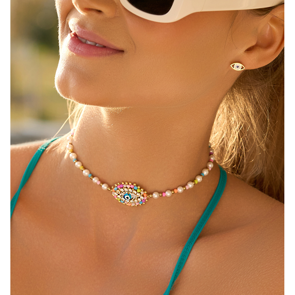 Choker kolorowy z okiem Sunset Gaze NBI0023