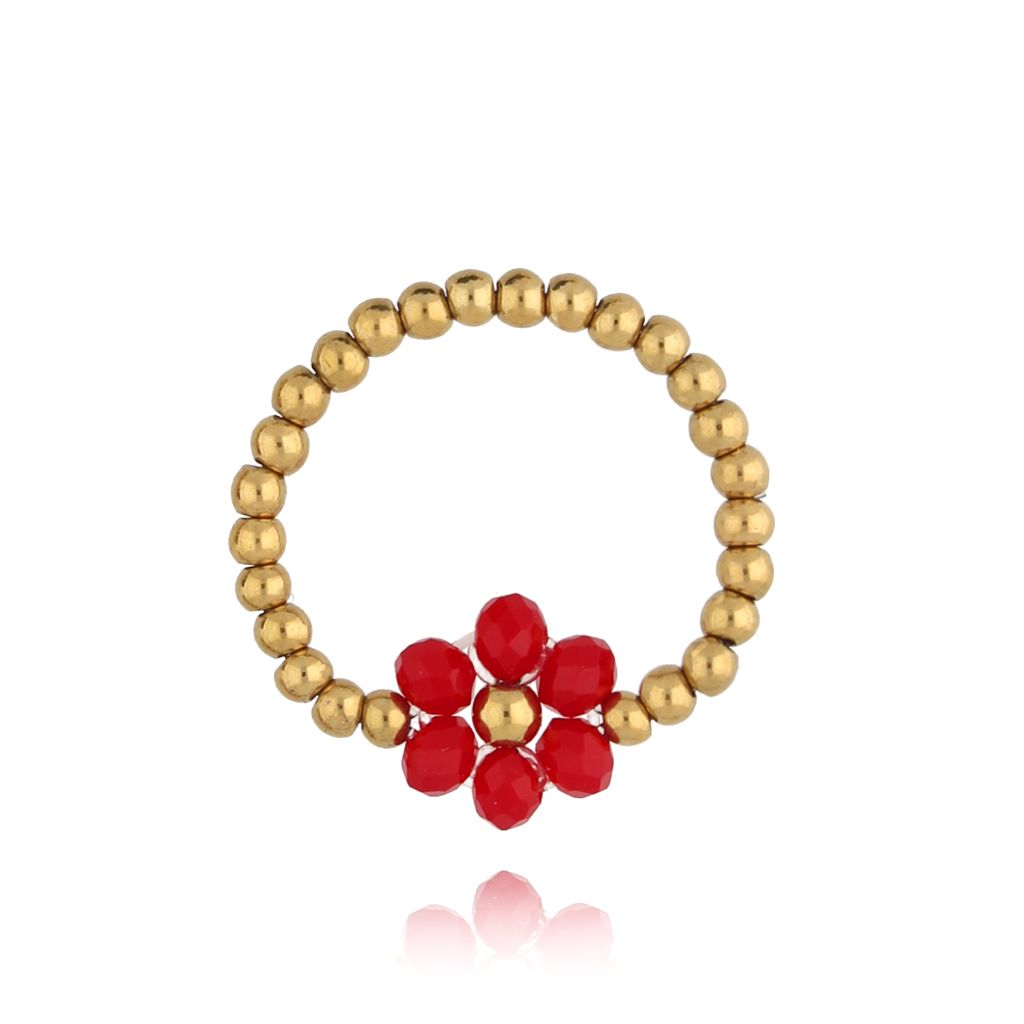 Pierścionek z czerwonymi kryształkami Bouquet PSC0404