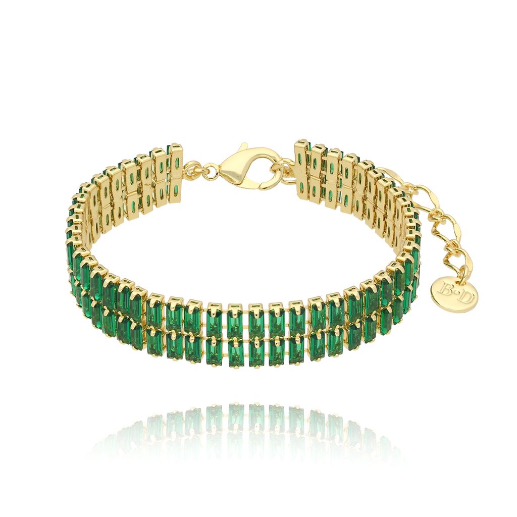 Bransoletka zielona z kryształkami podwójna Mariah BSS0186