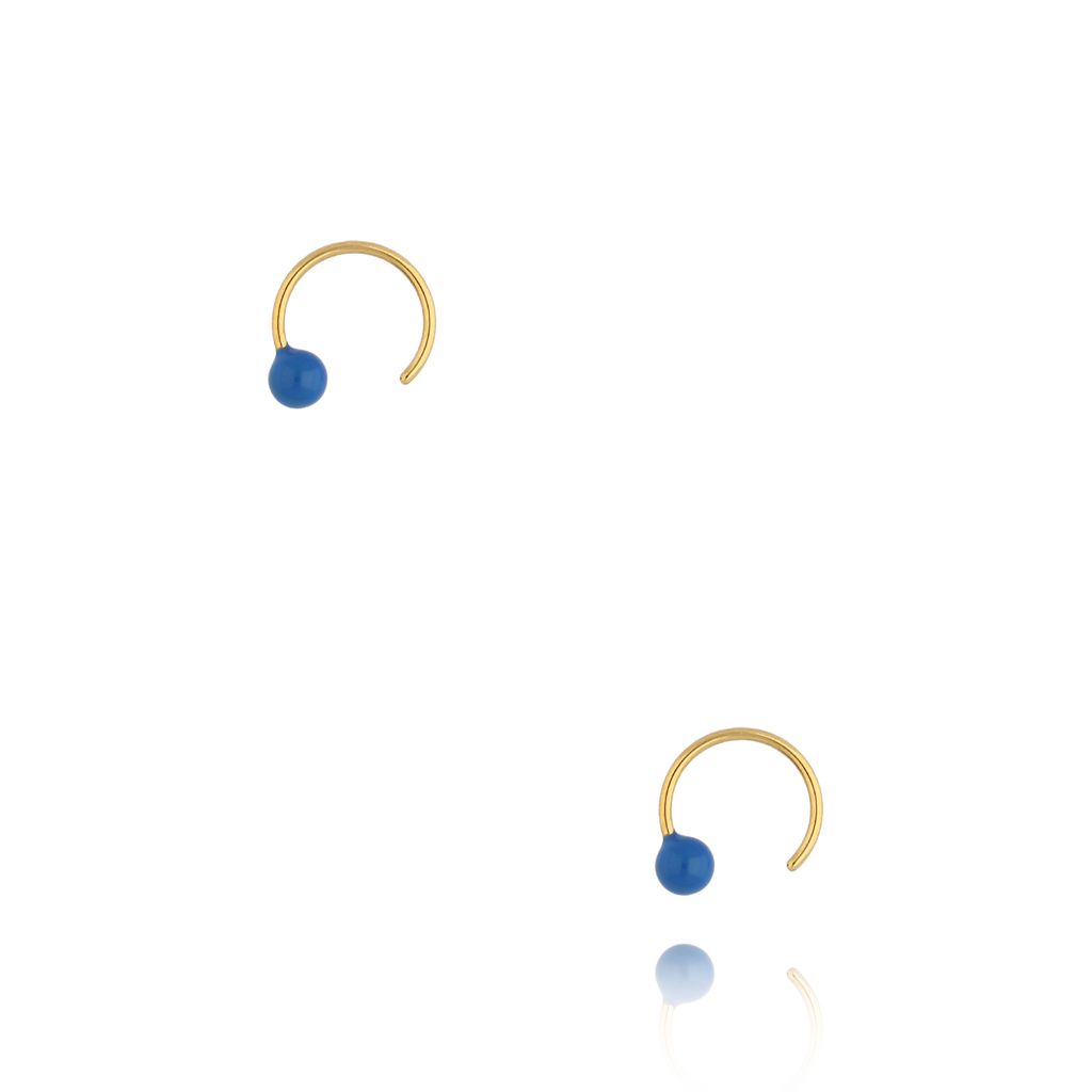 Kolczyki złote okrągłe z niebieską emalią Round Enamel KSA1613