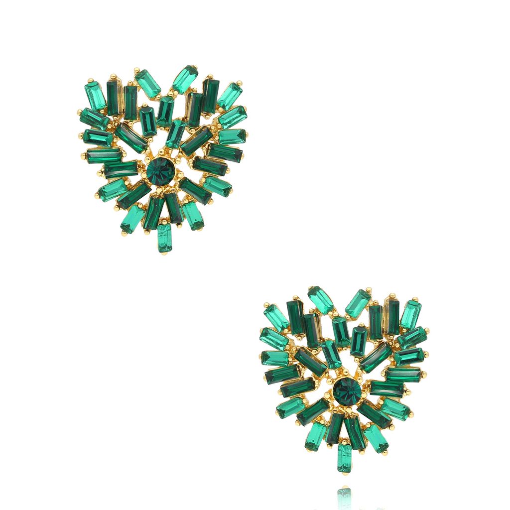 Kolczyki serca z zielonymi kryształkami Jezebel KSS1799