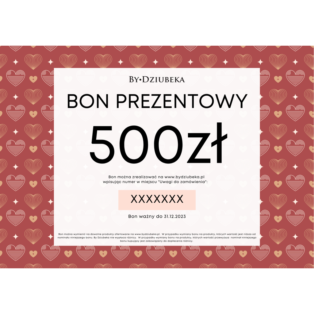 Bon Prezentowy Walentynki 500 zł online do wydruku BON500