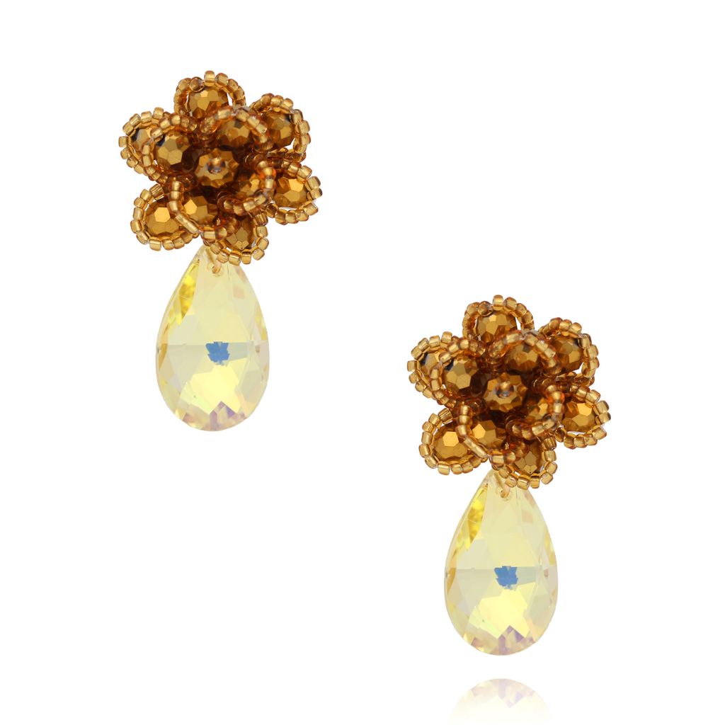 Kolczyki z żółtymi kryształami Crystal Wonders KFF0290
