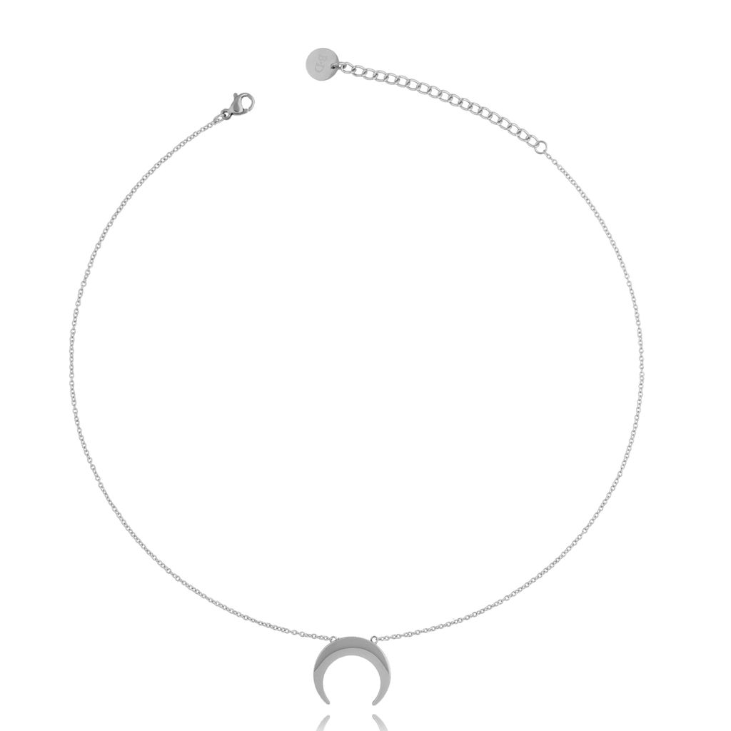Naszyjnik srebrny ze stali szlachetnej z księżycem NSA0167