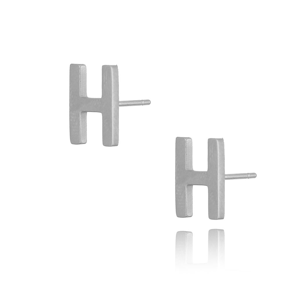 Kolczyki wkrętki srebrne z literką  H KAT0051
