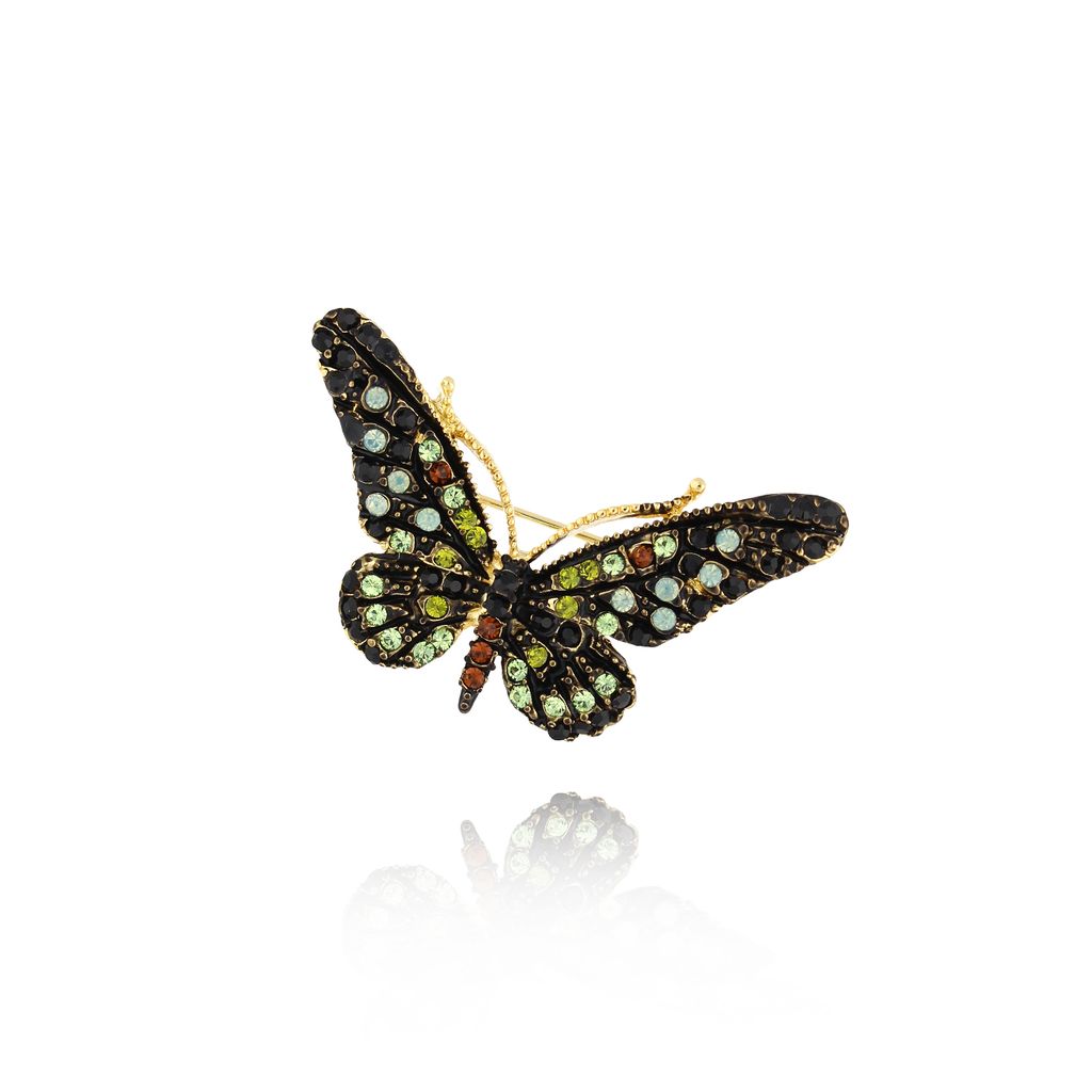 Broszka mała z kolorowym motylem Papillon II BRPI0018