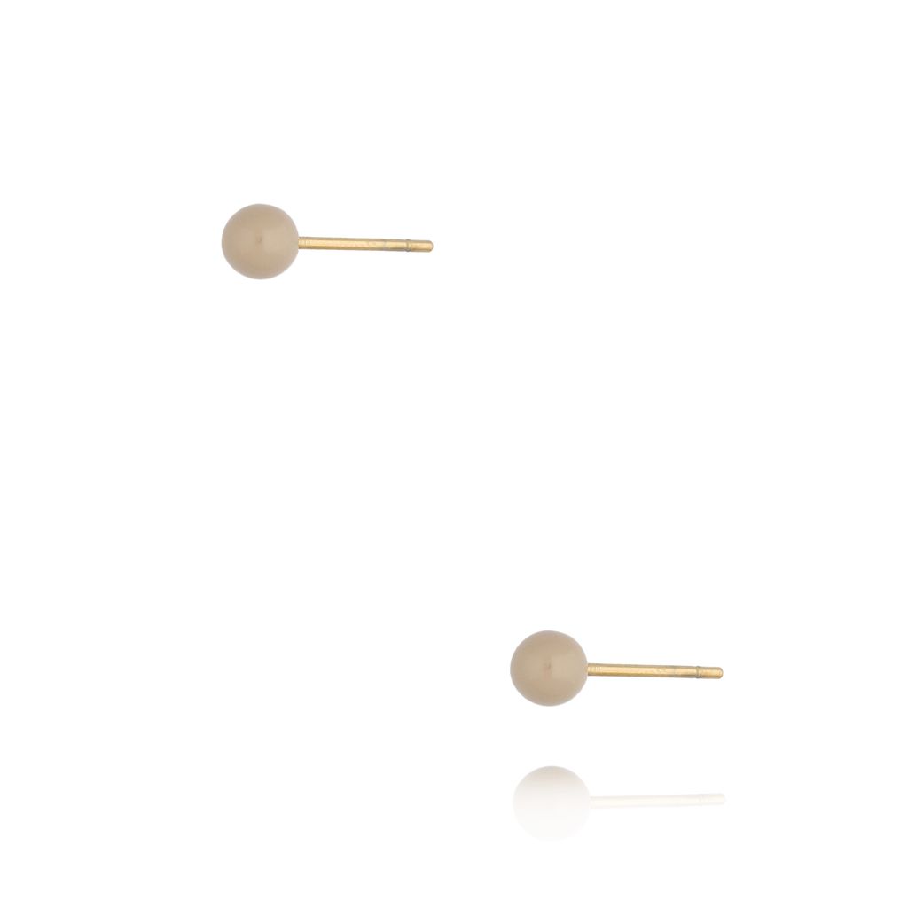 Kolczyki złote kulki z beżową emalią 4 mm Enamel Balls KSA1423