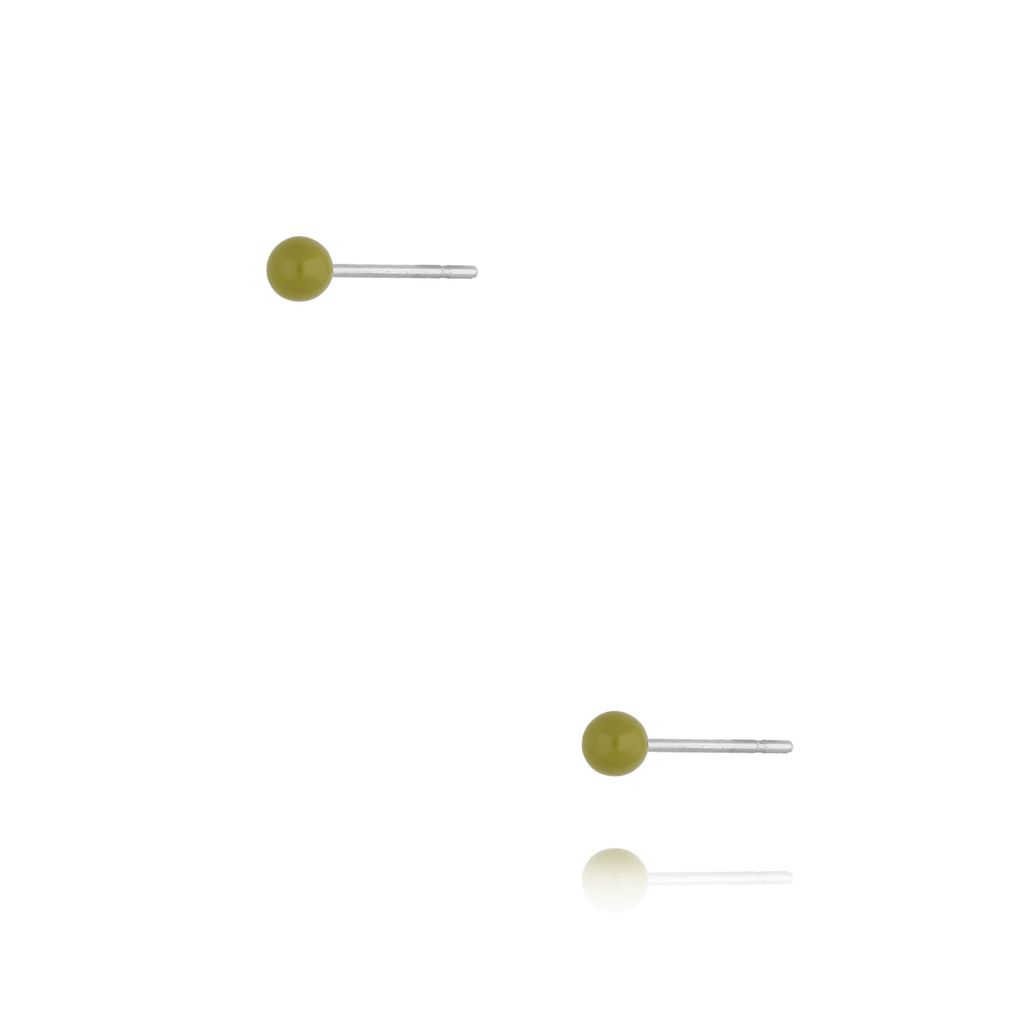 Kolczyki kulki z zieloną emalią 3 mm Enamel Balls KSA1573
