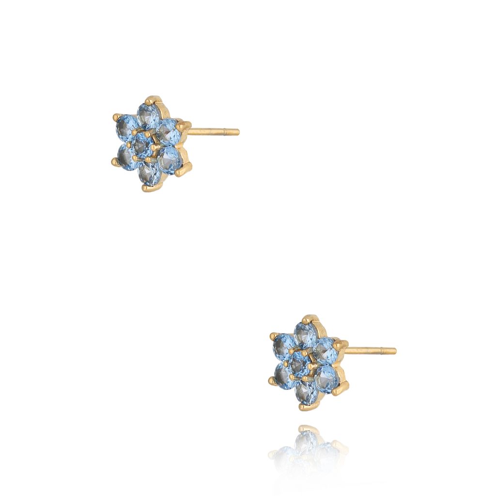 Kolczyki kwiatuszki z niebieskimi cyrkoniami Azure KSA0970