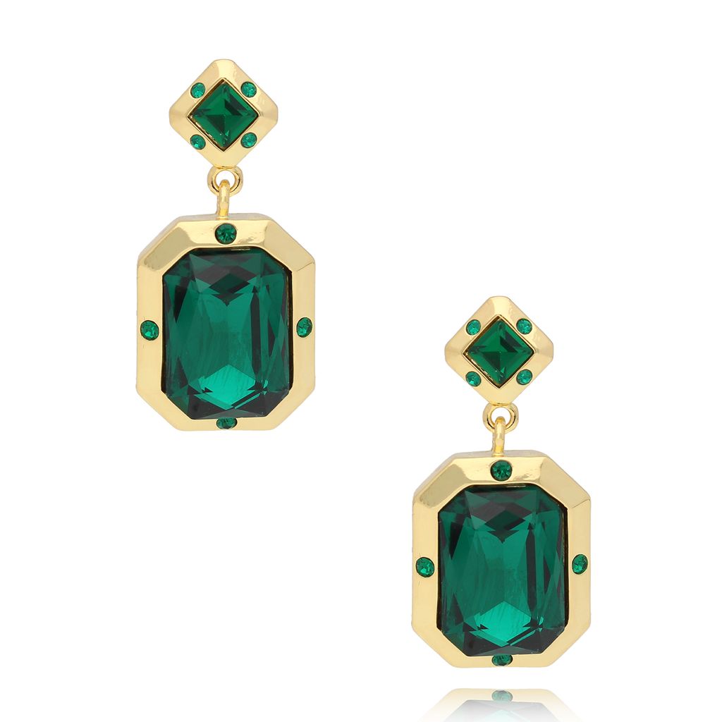 Kolczyki złote z zielonymi kryształami Coraline KSS1793