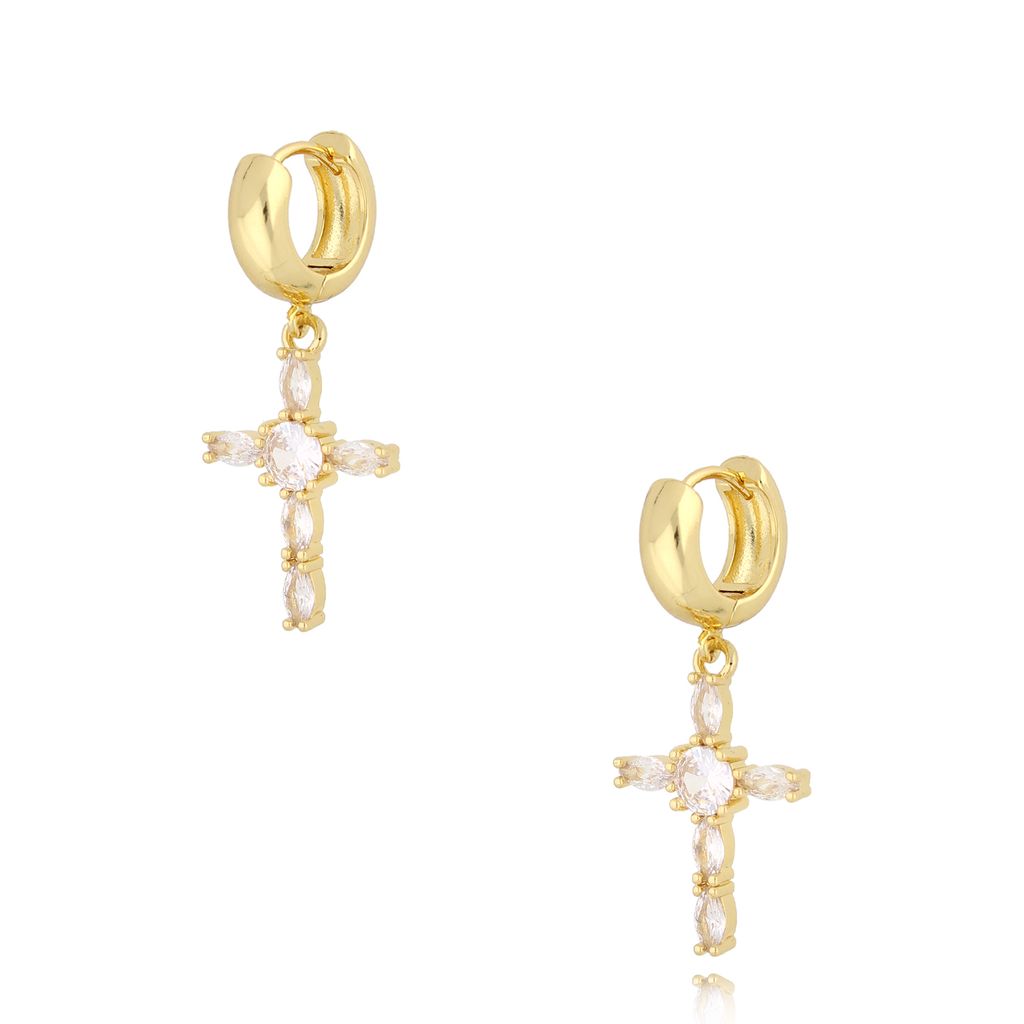 Kolczyki złote krzyżyki z kryształkami Baroque KRG0991