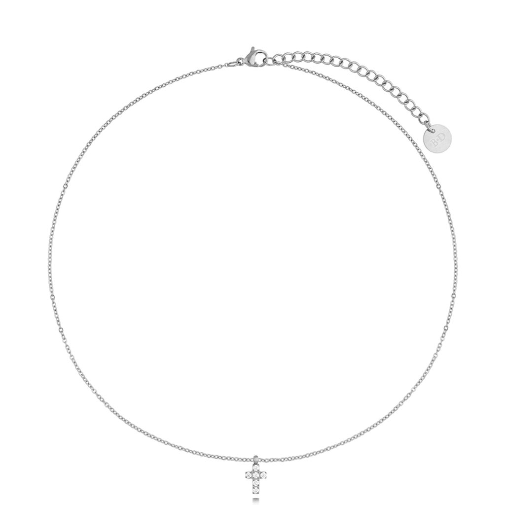 Naszyjnik srebrny z krzyżykiem z cyrkoniami Cristal Cross NSA0703