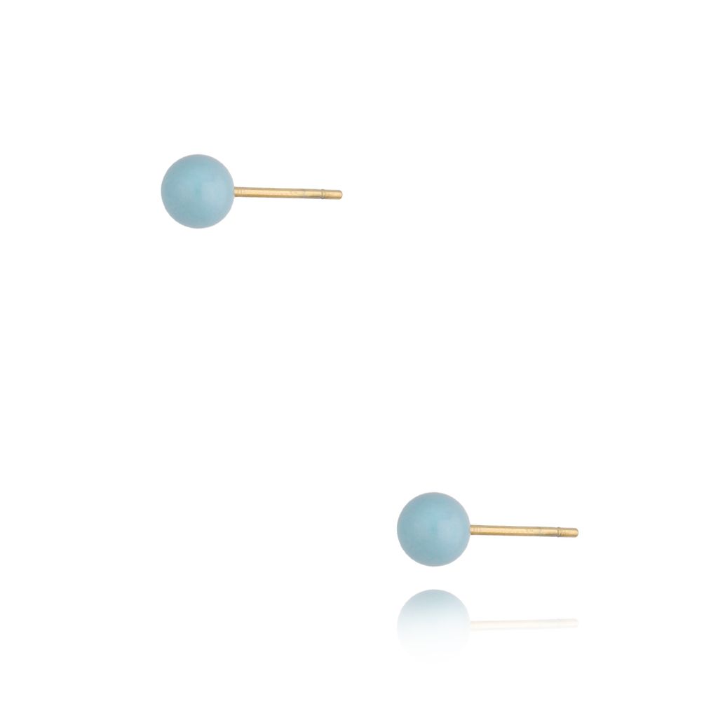 Kolczyki złote kulki z niebieską emalią 5 mm Enamel Balls KSA0796
