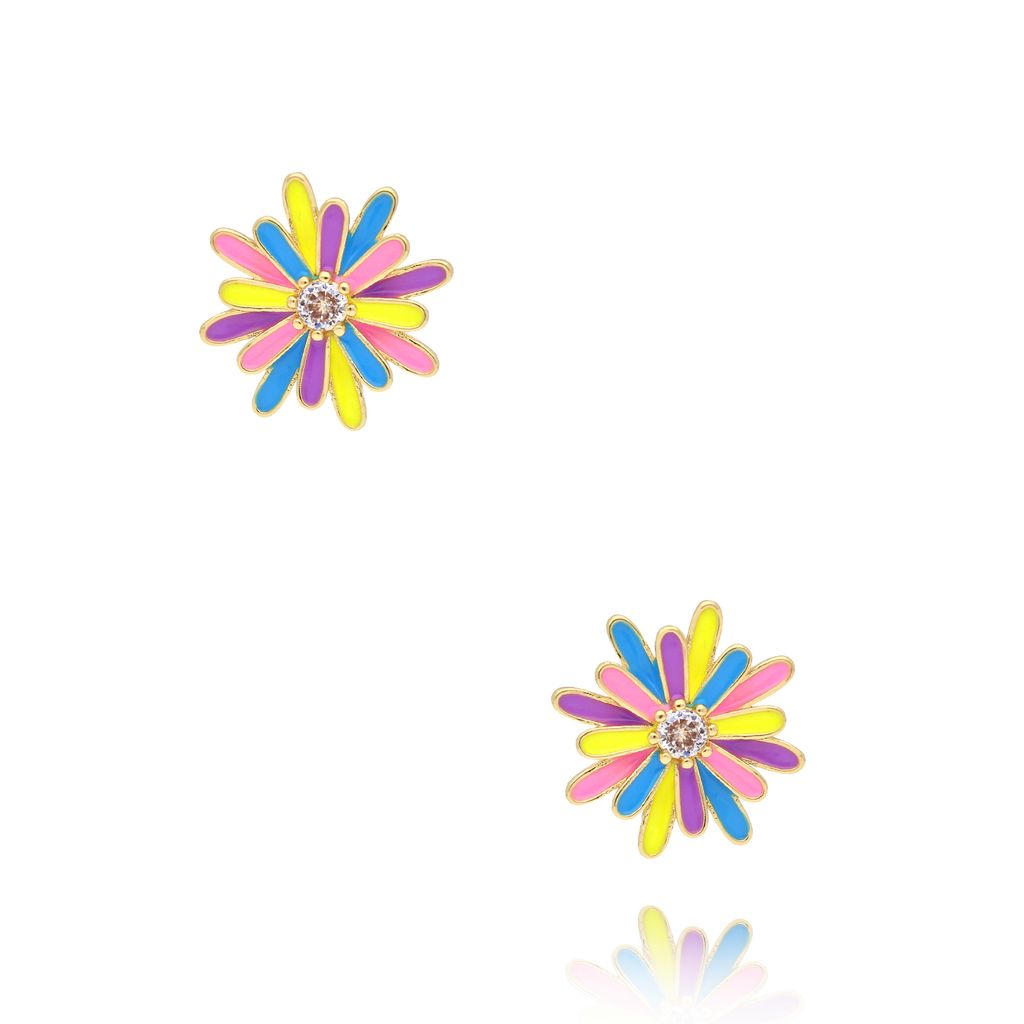 Kolczyki kwiatuszki z kolorową emalią KSY0130