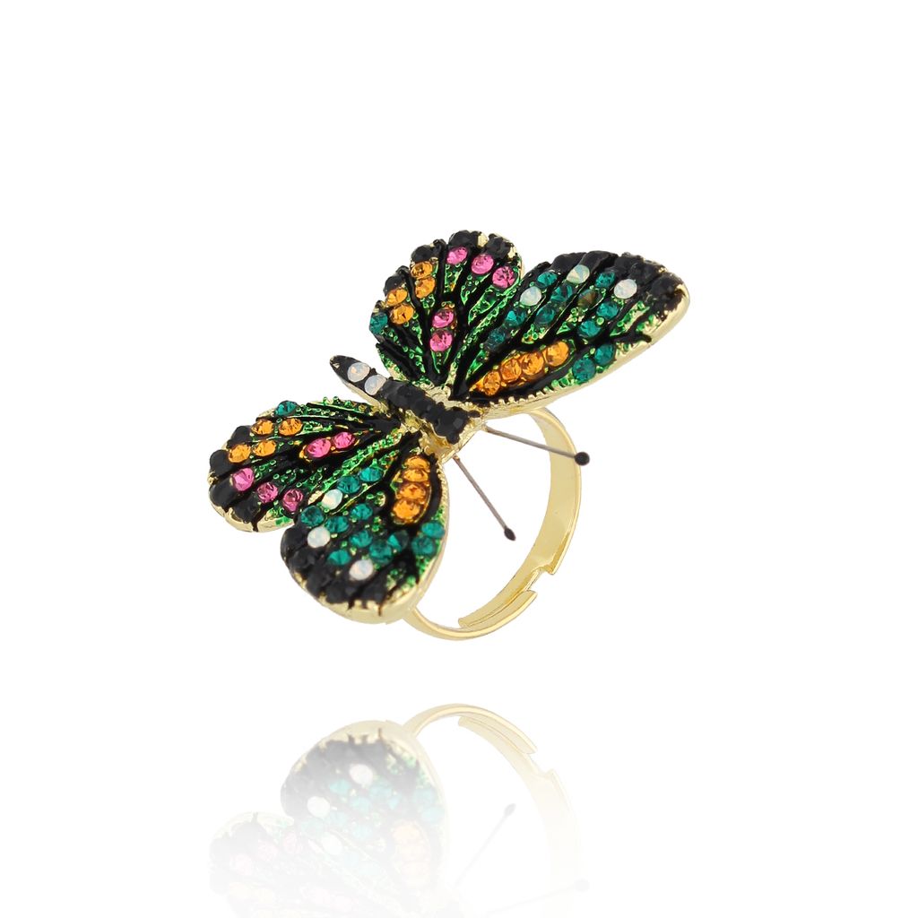 Pierścionek z kolorowym motylem Papillon PPI0012