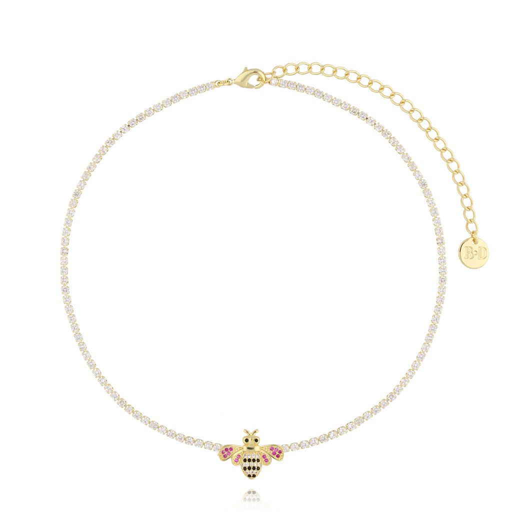 Naszyjnik złoty z owadem i kryształkami Trixie NS0239